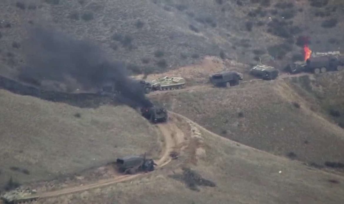 Watch: Armenian forces destroy Azerbaijani armored vehicle