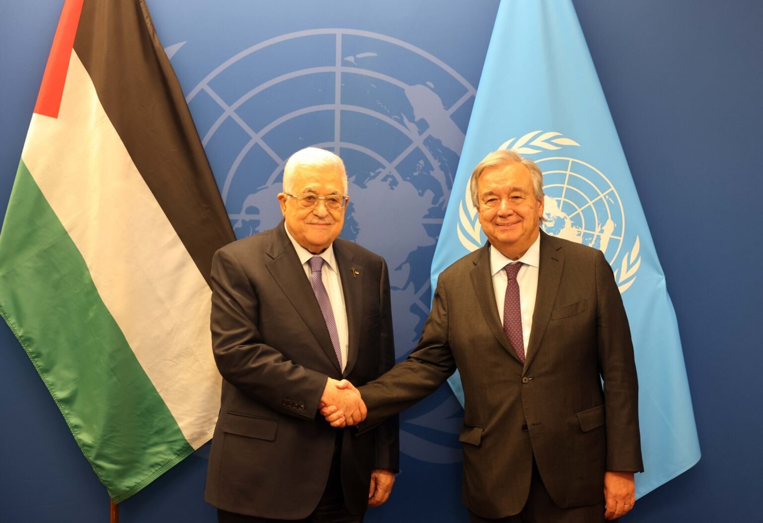 President Abbas holds talks in New York with UN Secretary-General Guterres