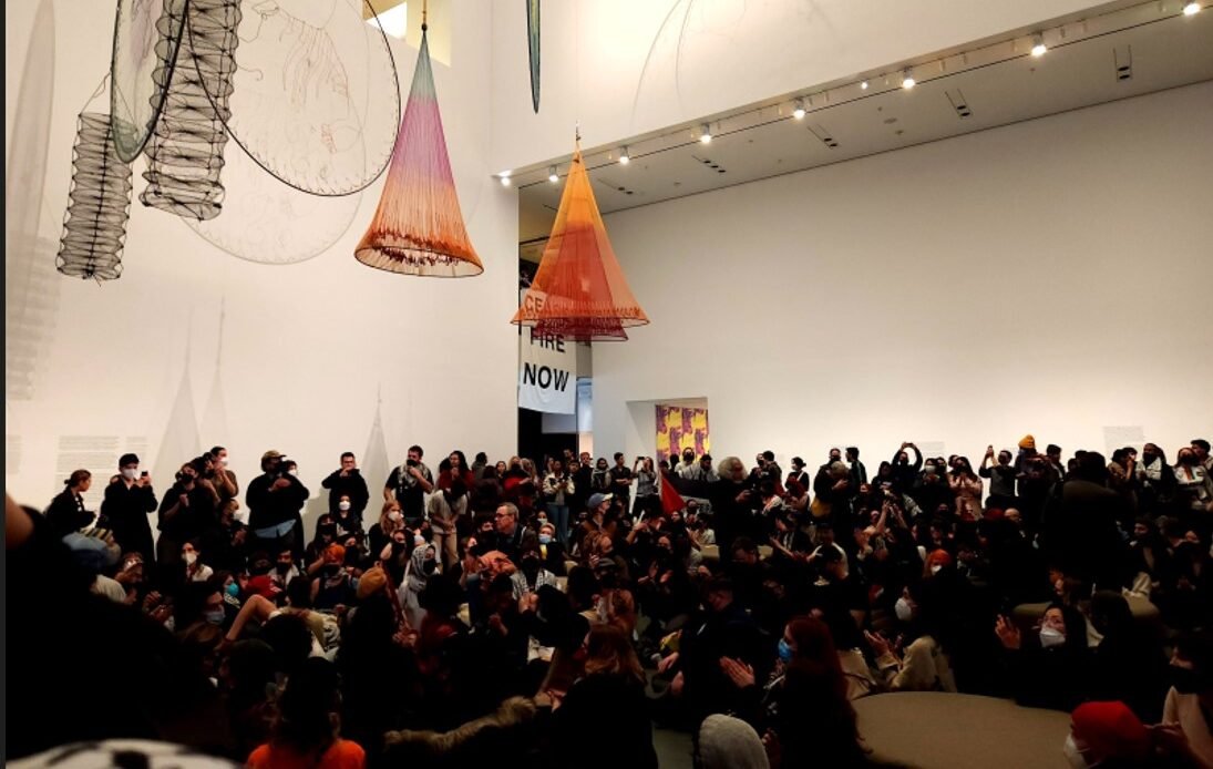 Protesters rally at MoMA in New York, demanding ceasefire in Gaza
