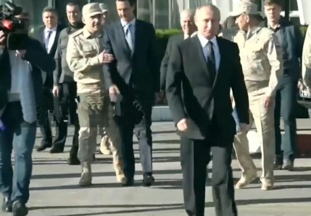 Archive photo of Assad's visit to Hmeimim base on the Syrian coast